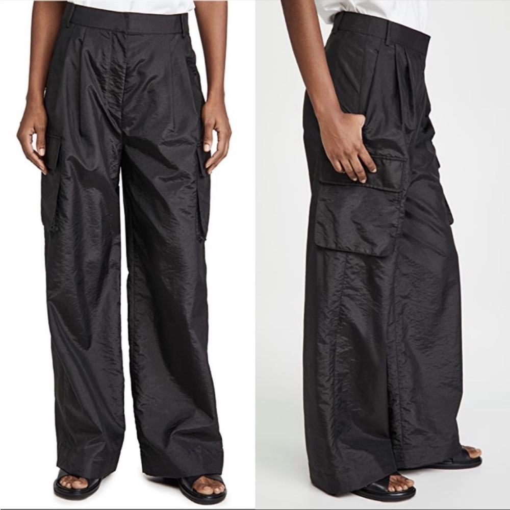 Tibi Stella crispy nylon pleated cargo pant